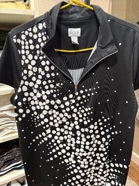 Zenergy By Chico Half Zip Black and White Polo